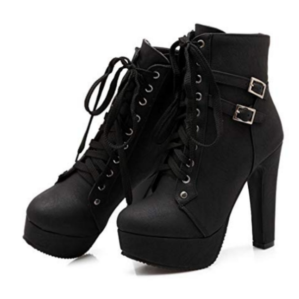 Lace up Chunky High Heel Platform boots